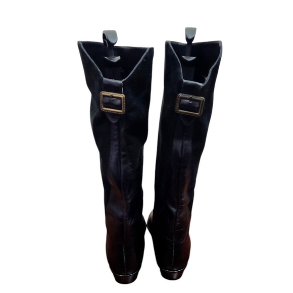 La Vallee Vintage Boots Size 11 Black Leather Pull On New Condition - Picture 11 of 16